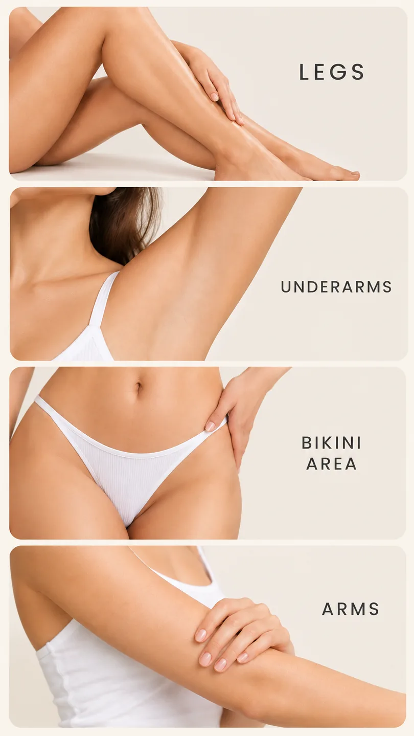 Where to use: legs, underarms, bikini area and arms